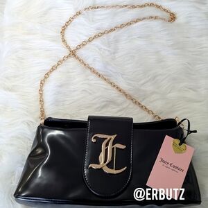 Juicy Couture Overstated Clutch w/ Chain Shoulder Strap & Large JC Monogram